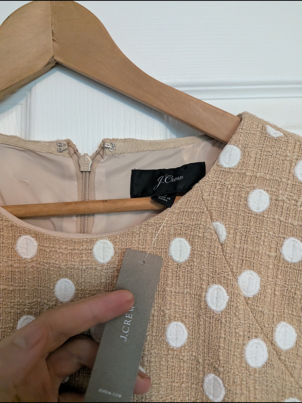 J. Crew Beige Polka Dot Midi Dress - Picture 3 of 4
